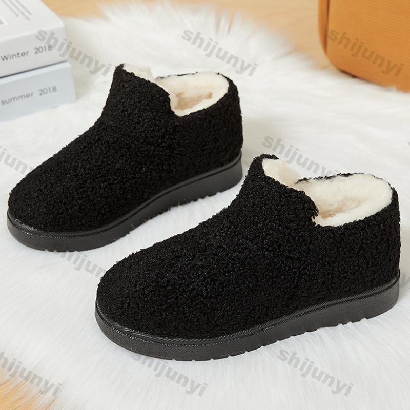 Fashion Women's Snow Boots Winter Plush Thickened Comfortable Non Slip Home Cotton Shoes Fashion Vintage Soft Sole Slip On Cotton Boots