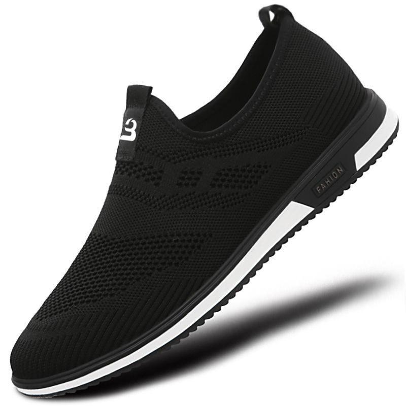 Men’s Breathable Mesh Slip-On Sneakers - Spring/Summer Casual Flats 39 чёрный