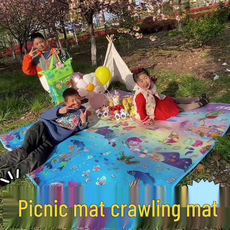 Enlarged Waterproof Outdoor Cartoon Picnic and Camping Mat - Foldable and Moisture-Proof
