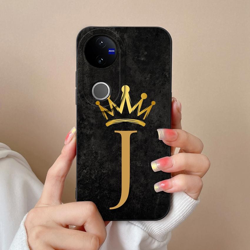 Case For Vivo V50 V40 V30 Lite V20 V21 V30e Fashion Crown Letters Phone Covers Screen Protector Liquid Silicone Dustproof Shell For Vivo Bumper Casing