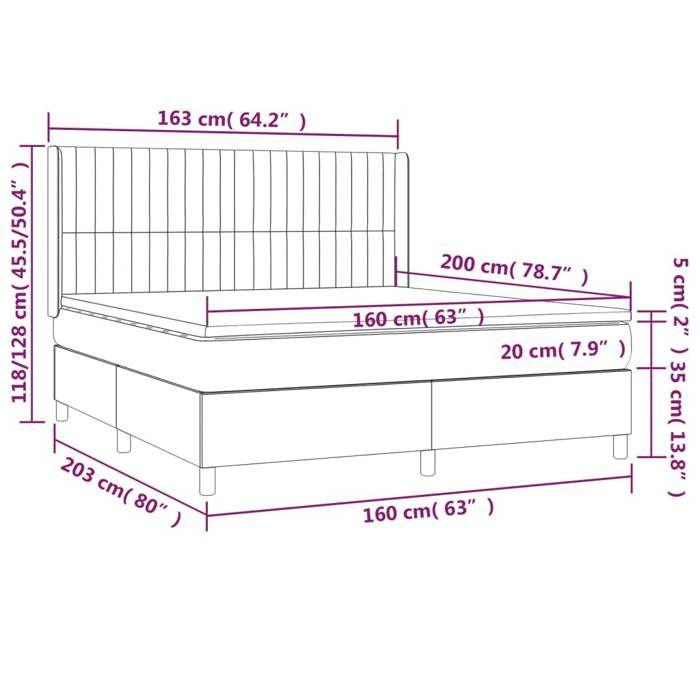 VidaXL Divan Bed with Mattress Blue 160x200 Cm Fabric - Model 3131607
