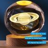 Saturn Crystal Ball Night Lamp, Crystal Ball Night Light, Corded Electric Table Colorful LED Wooden Base Lamp for Home Decoration Birthday Gift