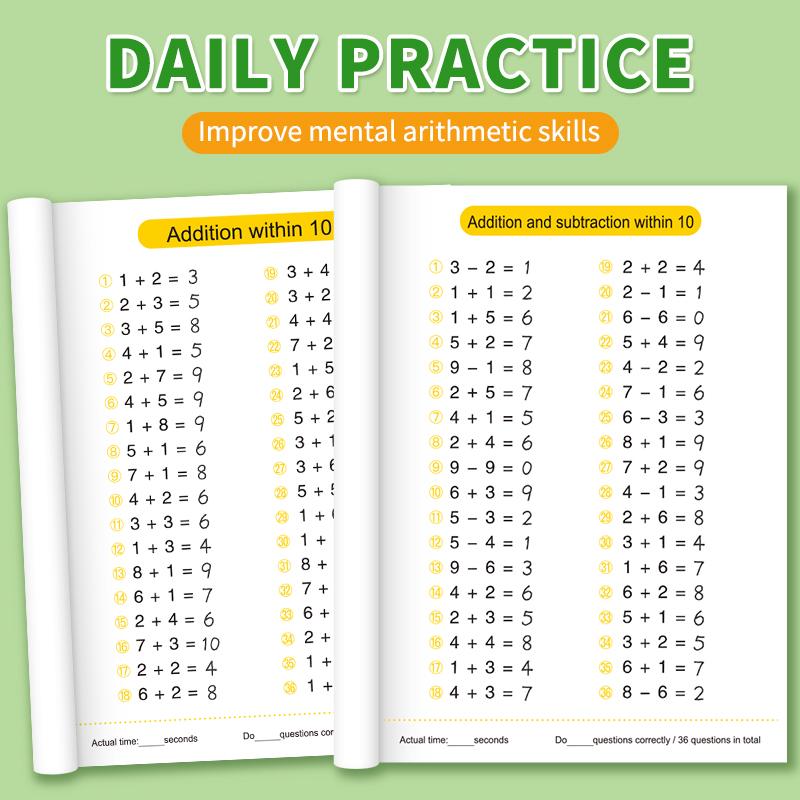 Children's Math Exercise Book Improvement Implement Addition and Subtraction Within 100 Ideal Education Workbook Back-To-