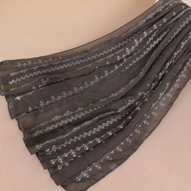 Cotton foam printed women's long scarf, monochrome cotton yarn popular scarf shawl