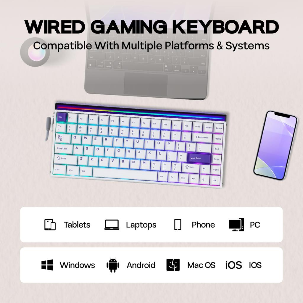MechLands Aula Hero84 HE Wired Magnetic Gaming Keyboard with Rapid Hole Adjustable 8kHz Sound RGB Lightbox Backlight Effect, 0.01mm Actuation,
