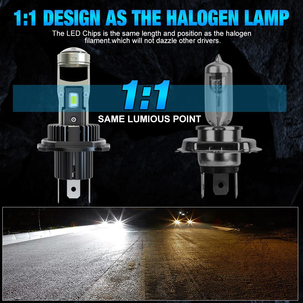 2Pcs H7 Bi Led Projector Car Headlight Bulbs 1:1 Wireless H4 LED H11 H8 9005 HB3 9006 HB4 Lens 60000Lm 80W Plug&Play Mini Auto Lamp 6500K 12V LHD