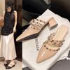 Coarse-heeled sandals for women 2025 This summer's new fashionable and versatile, exquisite one-word belt, outside wear, fairy style with skirt