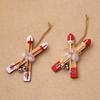 Mini Wooden Ski Board Craft Supplies New Year Christmas Hanging Pendants Sleigh Xmas Tree Home Decor Gift