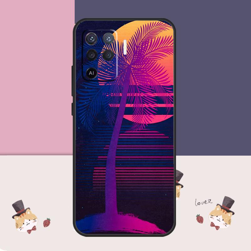 Retrowave Neon Palms Tree Case For OPPO A78 A98 A58 A18 A96 A76 A16 A17 A77 A15 A5 A9 A74 A94 A52 A72 A53S A54S A57S