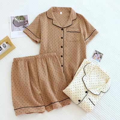 Cotton Women Pajamas Dot Print Sleepwear Spring Two Piece Set Nightwear Lady Pyjamas Loungewear