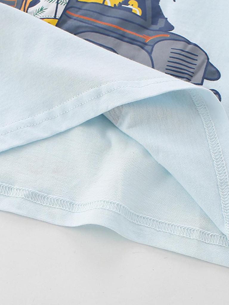 Children's Cartoon Animal Short Sleeve Suit, Spring/Summer Collection - 2-Piece Set for Ages 2-6