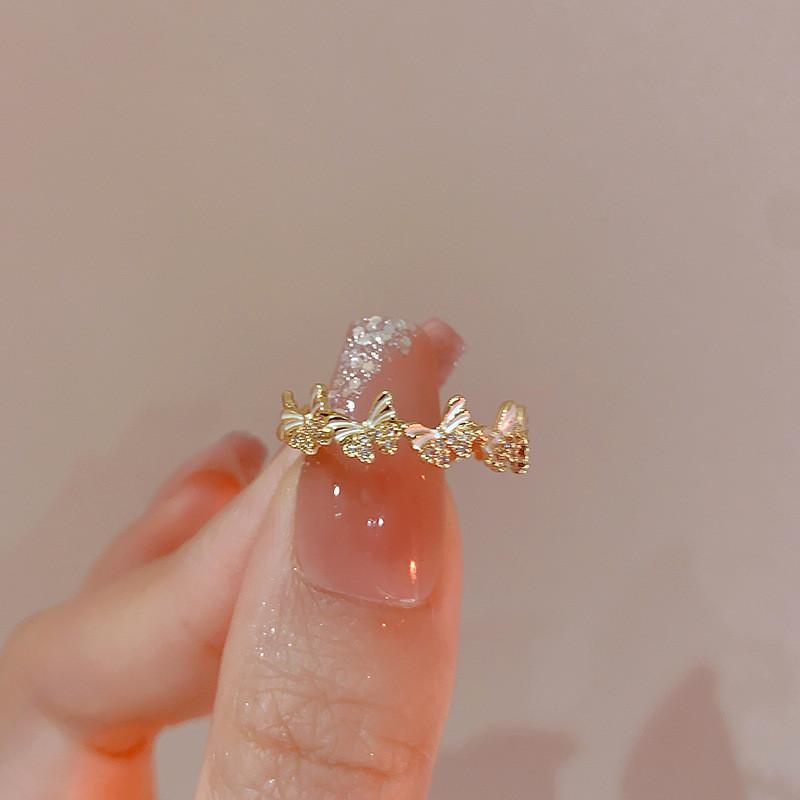Elegant Adjustable Enamel Butterfly Ring For Women In Contemporary Design With Unique Style