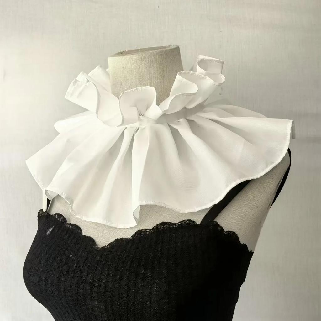 Detachable False Collar Girls Clothes Shawl for Shirt or Dress Ruffled Laple Shawl for Lady Girl Shawls Retro Scarf Bow Tie