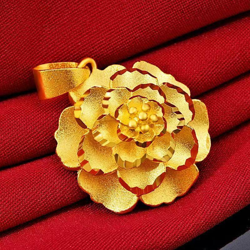 Vergoldter Pfingstrosen-Anhänger für Damen: Symbol für Reichtum & Wohlstand, Langlebige & Lichtbeständige Schlüsselbein-Kette.