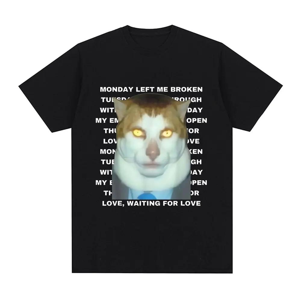 

Футболка с рисунком мема Broken Cat, мужская хлопковая повседневная футболка с коротким рукавом, модная ретро-футболка большого размера XXXXXL