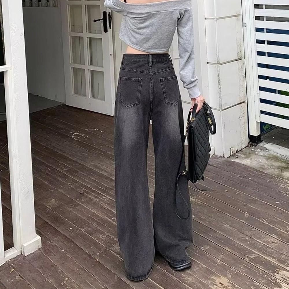 Loose Retro Jeans Women Straight Leg Baggy Denim Pants Fashion Cowboy Trousers  Girls Lady