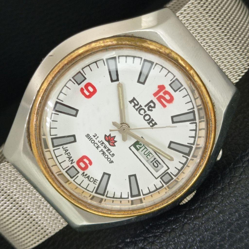 

RICOH R31 AUTOMATIC VINTAGE JAPAN MENS WHITE COLOR DIAL WATCH a707723-1