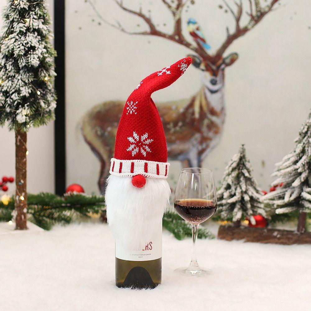 Knitted Christmas Wine Bottle Bag Cover Snowman/Santa Christmas Gift Bags Festival