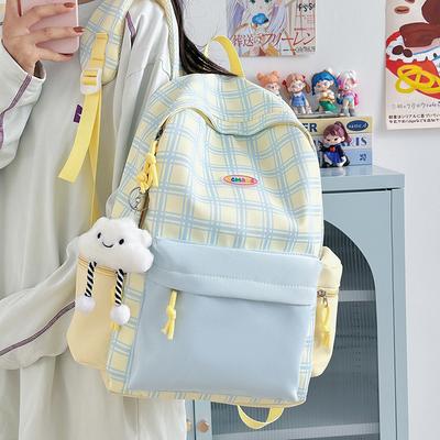 New Schoolbag Women's Japanese and Korean Ins Style High Value Plaid Backpack College Student Class Backpack