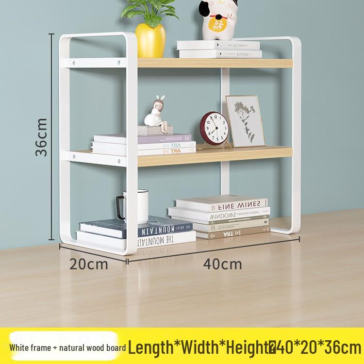 Dual-Layer Desktop Storage Rack & Office Organizer Bookshelf