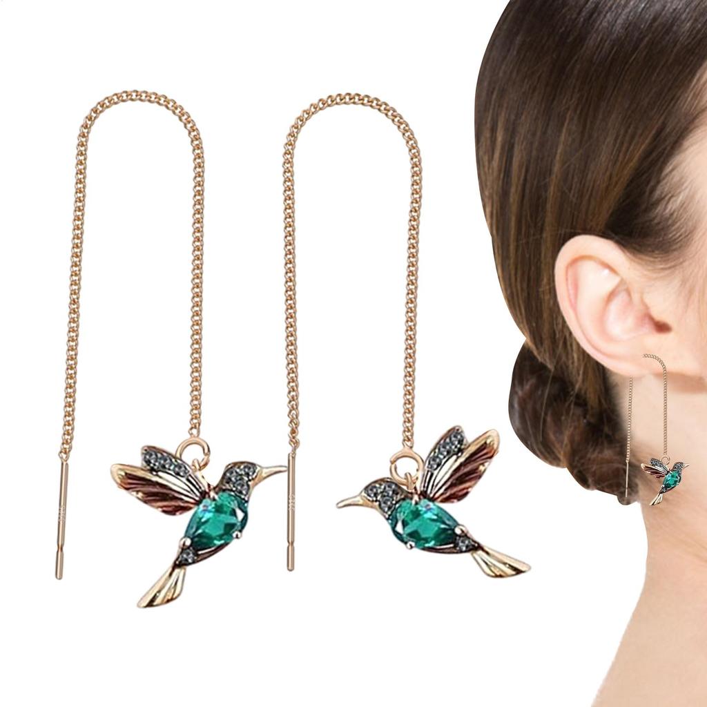 Long Hanging Chain Earrings Hummingbird Pendant Tassel Ear Line Pendant Trends Jewelry For Women Girls Light Weight