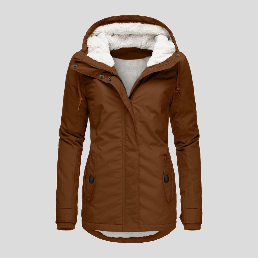 2021 Autumn/Winter Women's Solid Color Zipper Jacket with Pockets and Long Sleeves