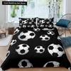 3D Football King Queen Duvet Cover Soccer Bedding Set for Kids Teens Boys Ball Sports White Red 2/3pcs Polyester Quilt Cover