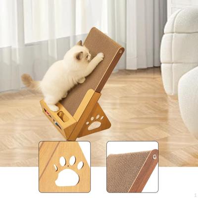 Vertical Cat Scratcher with Bell Ball Space Saving Kitten Scratching Board Cardboard for