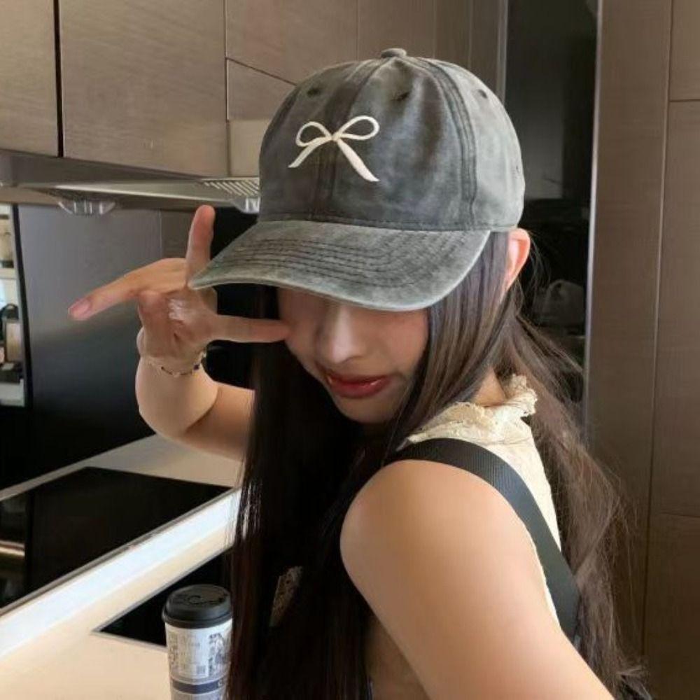 Embroidery Embroidery Bow Baseball Cap Cotton Sun Hat Bowknot Baseball Hat Sports