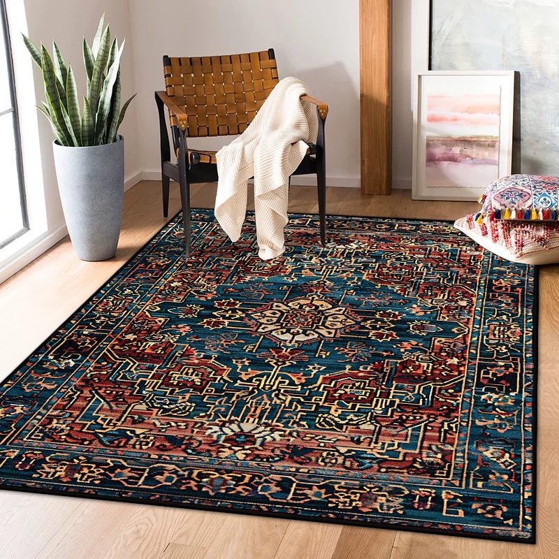 

Persian Retro Carpet for Living Room Decoration Home Bedroom Bedside Non-slip Large Rugs Study Balcony Easy Clean Washable Mats 60*90cm