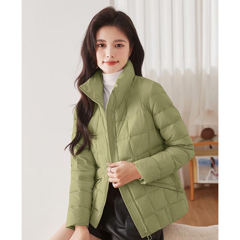 Fengxun Lightweight Women's Short Stand-Collar White Duck Down Jacket