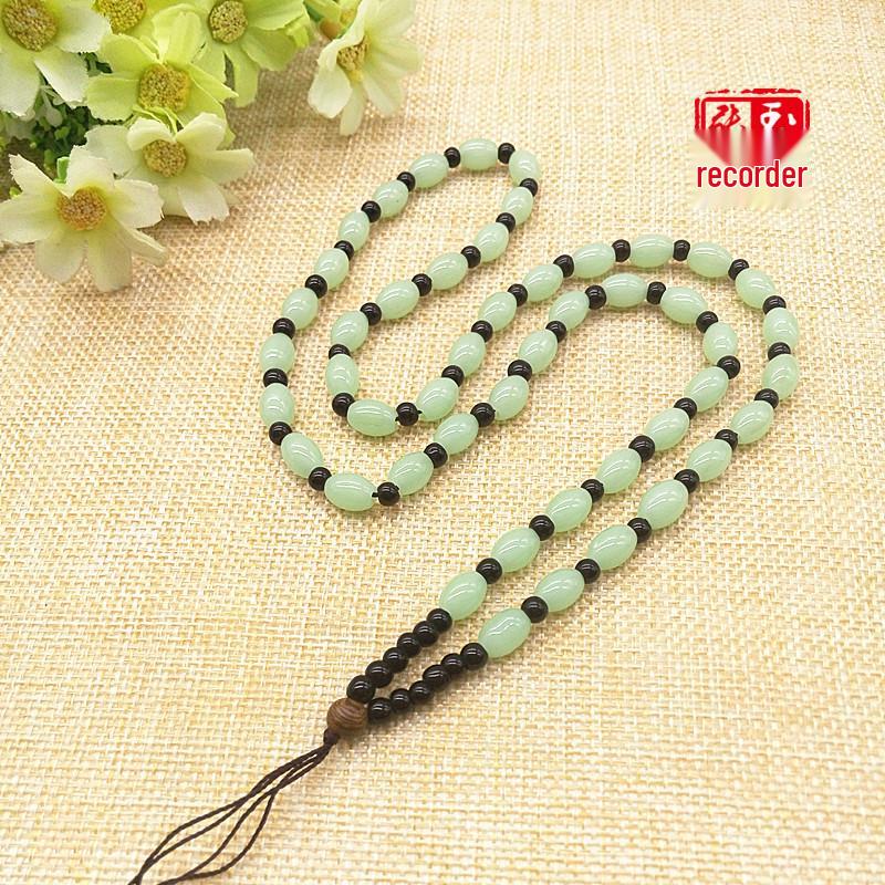 Handmade Jade Pendant Necklace with Beaded Cord for Men and Women