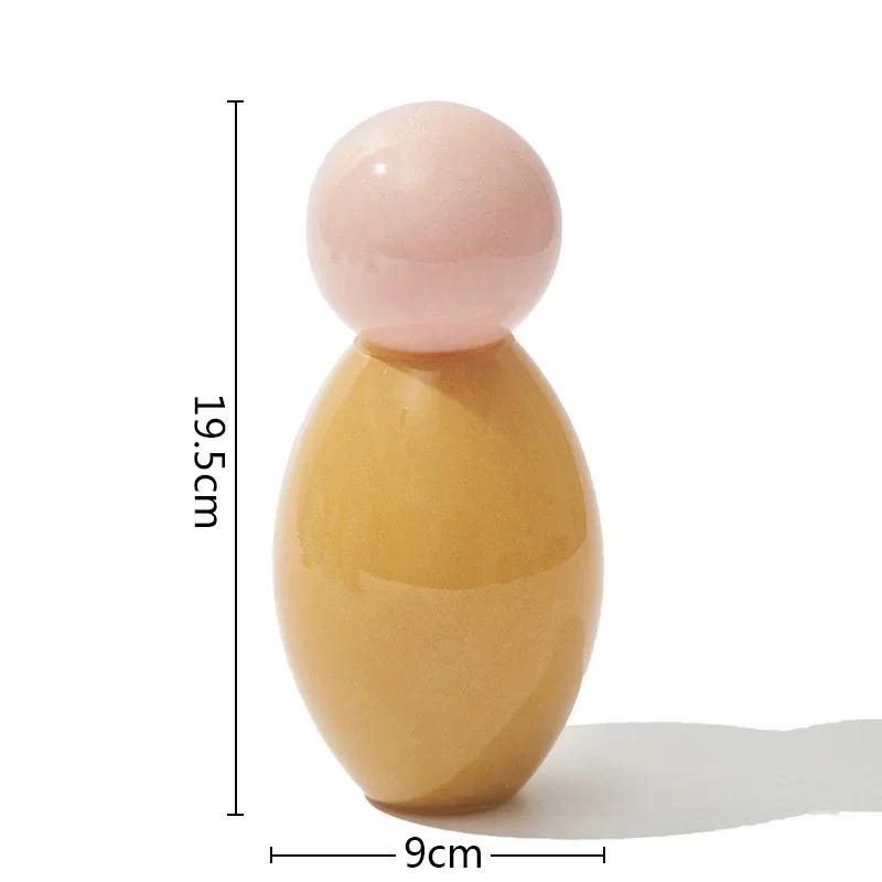 Bunte Glasvase Blumenvase Geometrische Kugel mit Deckel Aromatherapie-Flasche Glasgefäß Schreibtisch-Blumengefäß Heimdekoration