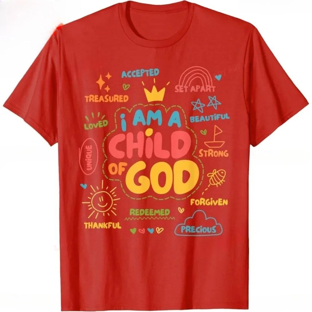 

I Am Gods Child Christian Retro Tshirt Faith Jesus Gift Tshirt Christian Summer Crew Neck Short Sleeve Women Clothing Y2K S