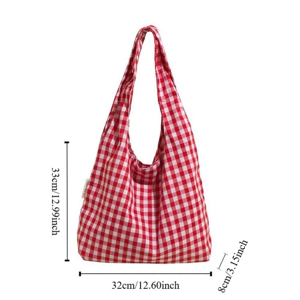 Vintage Single Shoulder Bag Large Capacity Women's Handbag Plaid Underarm Bags  Spring Summer