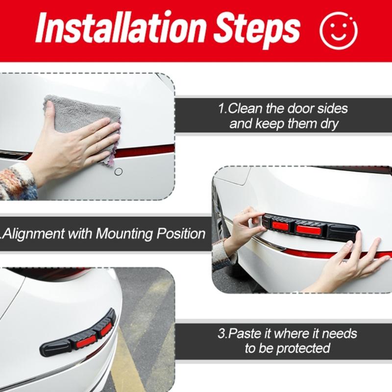 1 Pair Car Bumper Protective Strips Reflective Anti Scratch Tape Adhesive TPU Guard for Vehicle Collision Protection