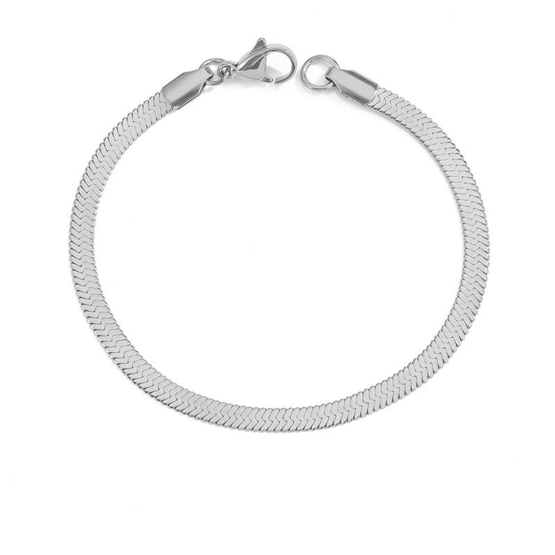 eManco Women's Stainless Steel Snake Chain Bracelet - Thin, Versatile, Flat Style, Perfect for Couples