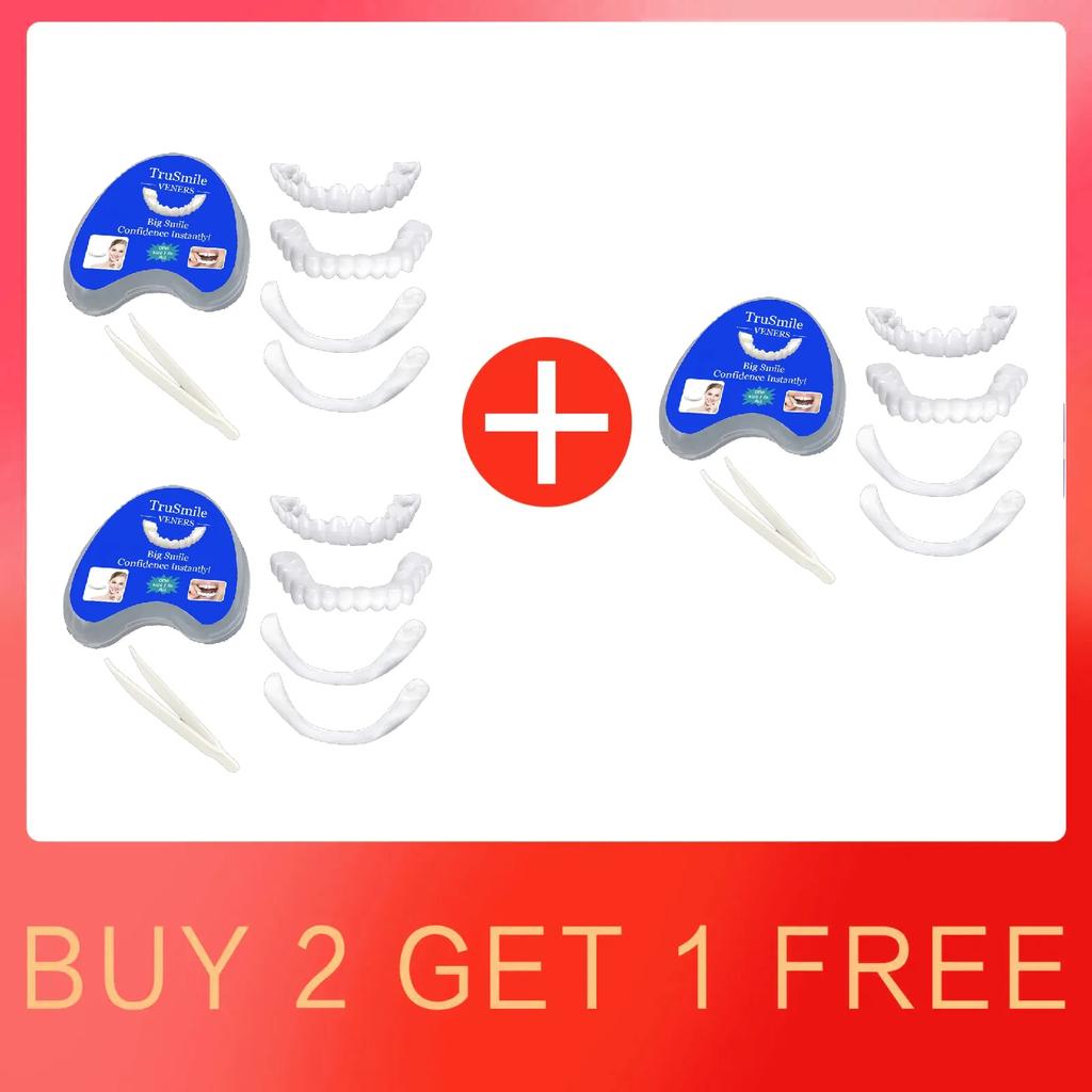 Silicone Denture Set Temporary Fake Teeth Orthodontic Braces Oral Care Whitening Simulation Dentures for Hygiene