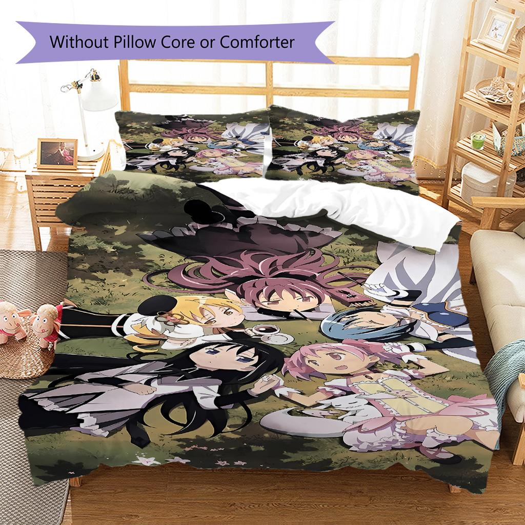 Biancheria da letto con motivo Puella Magi Madoka Magica, Set piumino Copripiumino Federa Regalo di Compleanno per la Casa (1 * copripiumino + 2 * federa, senza nucleo)