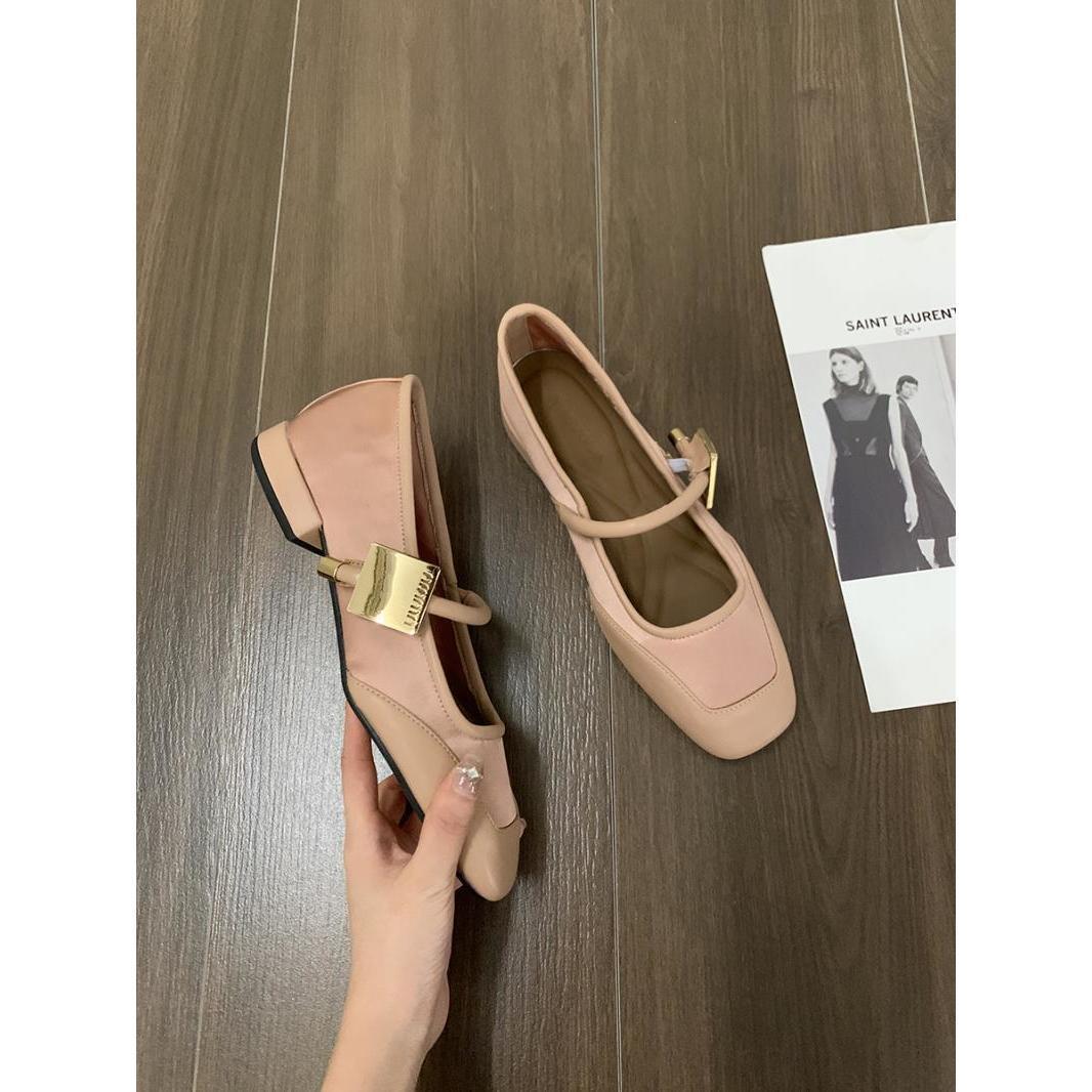 

Женские туфли-лодочки Французский вечерний стиль Нежные фея розовые Мэри Джейн На плоской подошве Маленькие кожаные туфли Осень Балетки 40 розовый