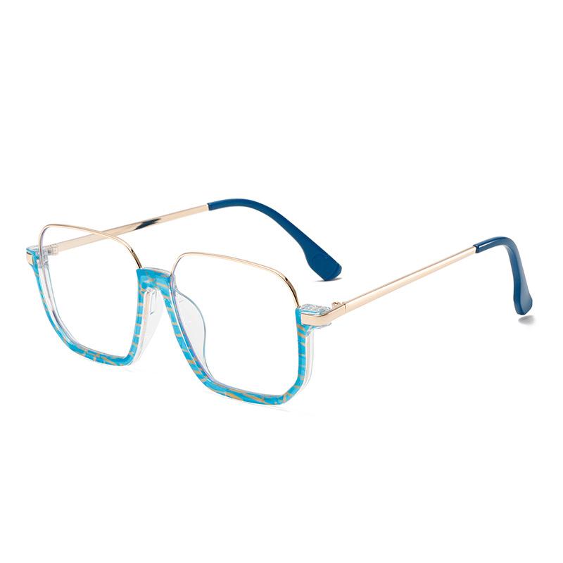 Half Frame Oversized Square Glasses Anti Blue Light Large Frame Reading Glasses Women Popular Transparent Eyeglasses Uv400