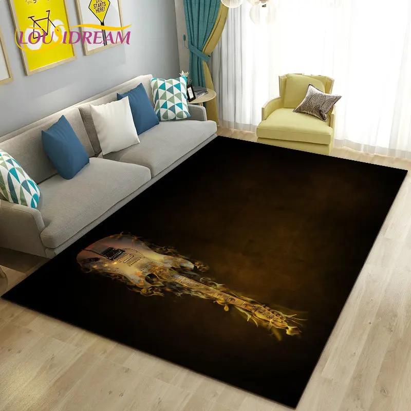 Classical Guitar Electric Guitar Area Rug Large,Carpet Rug for Living Room Bedroom Sofa Doormat Decoration, Non-slip Floor Mat