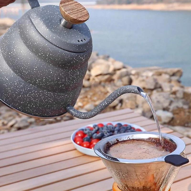 Outdoor Boiling Water Cloud Kettle Stainless Steel Teapot Kettle Camping with Hand Brewed Coffee Portable Vintage Boiling Kettle