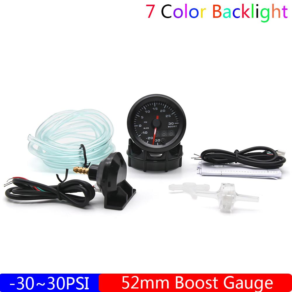 2" 52mm 7 Colors LED Racing Gauge Boost/Water/Oil temp/Oil pressure/Volt/Air Fuel Ratio/EGT/Tachometer Car Gauge +Gauge Pods 12V