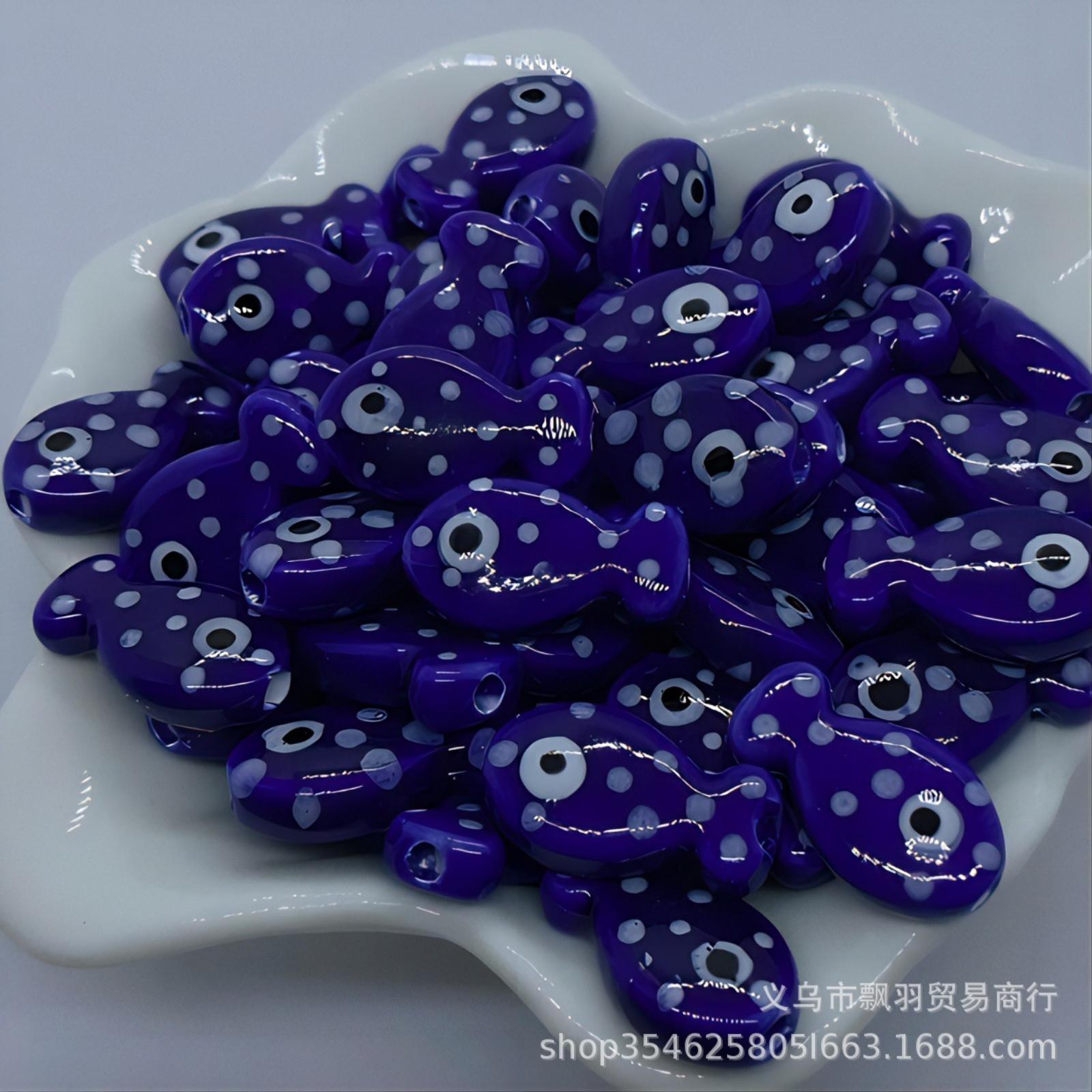 10pcs Fish Shape Beads for DIY Jewelry Making Craft Projects Stringing and Bracelet Accessories with Polka Dot Pattern One Size синий