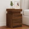 VidaXL Bedside Table with LED Lights, Bedside Cabinet with Storage, Nightstand, Night Cabinet, Modern, Oak 836761