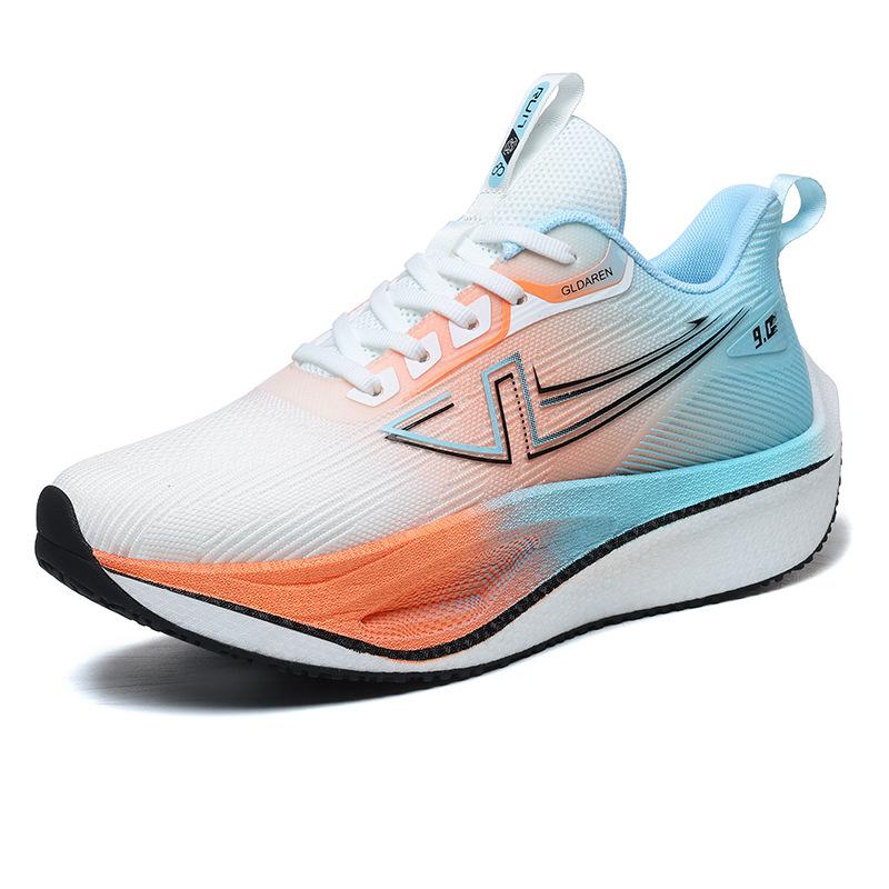 New marathon racing non-slip and wear-resistant running shoes couple popcorn carbon board cushioning rebound soft-soled sports shoes