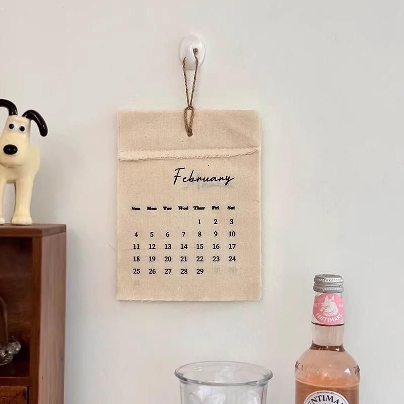 2026 Canvas Hook-Style Fabric Calendar Wall Calendar, High-Value Retro Style, Wall Calendar Decoration