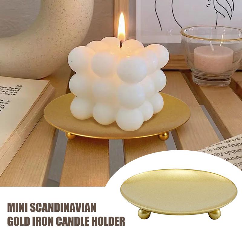 Mini Nordischer Goldener Eisenleuchter Kreativ Einfach Geometrische Untertasse Romantisches Kerzenglas Heim Hotel Tischdekoration
