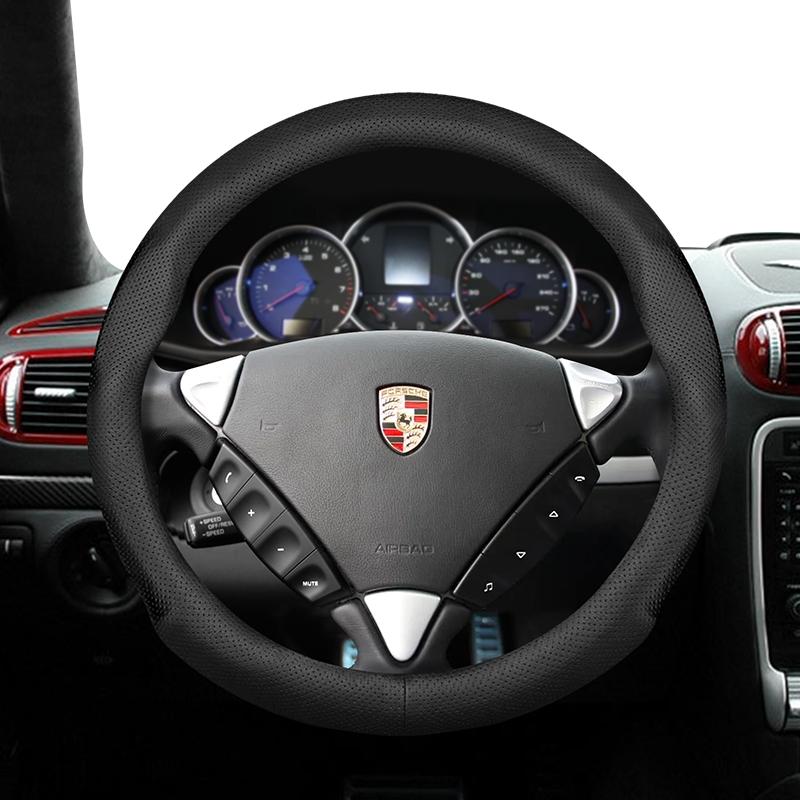 Geschikt voor Porsche Ultra-dun Ademend Leer Stuurwielhoes Geschikt voor Casenne 996 Macan 957 Volante Boxster 986 718 Alcantara 997